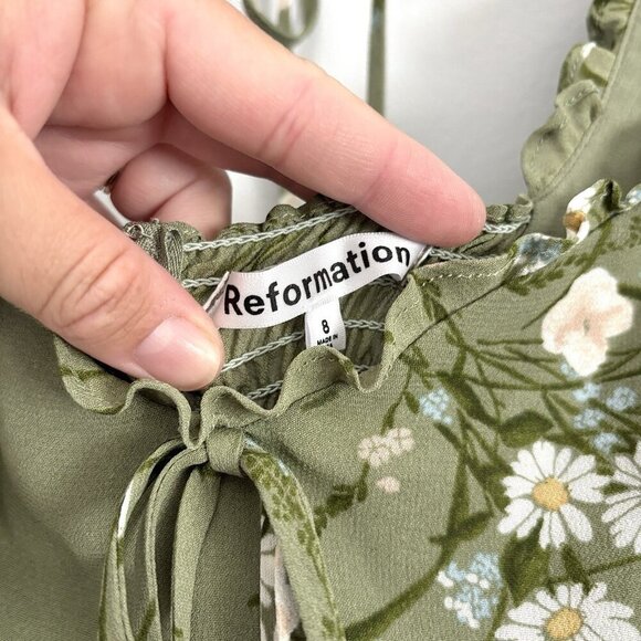 NEW Reformation Remi Mini Dress Green Floral Bonita Women’s Size 8 - Picture 4 of 11